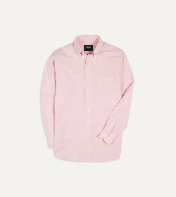 Drake039s Bright Pink Cotton Oxford Cloth ButtonDown Shirt Men Formal Shirts