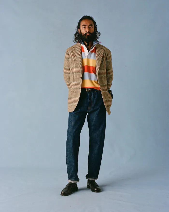 Drake039s Brown Green And Blue Houndstooth Check Tweed Blazer Men Blazers