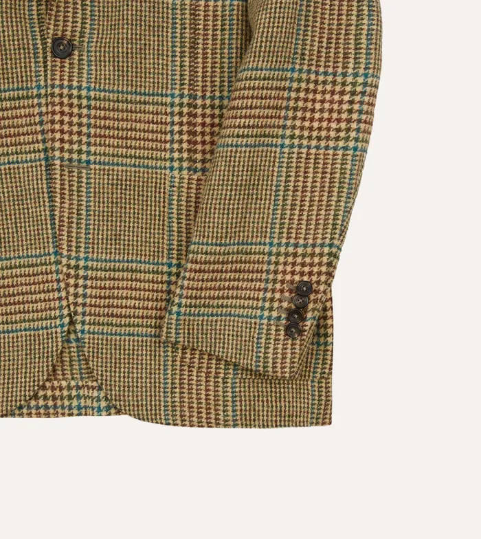 Drake039s Brown Green And Blue Houndstooth Check Tweed Blazer Men Blazers