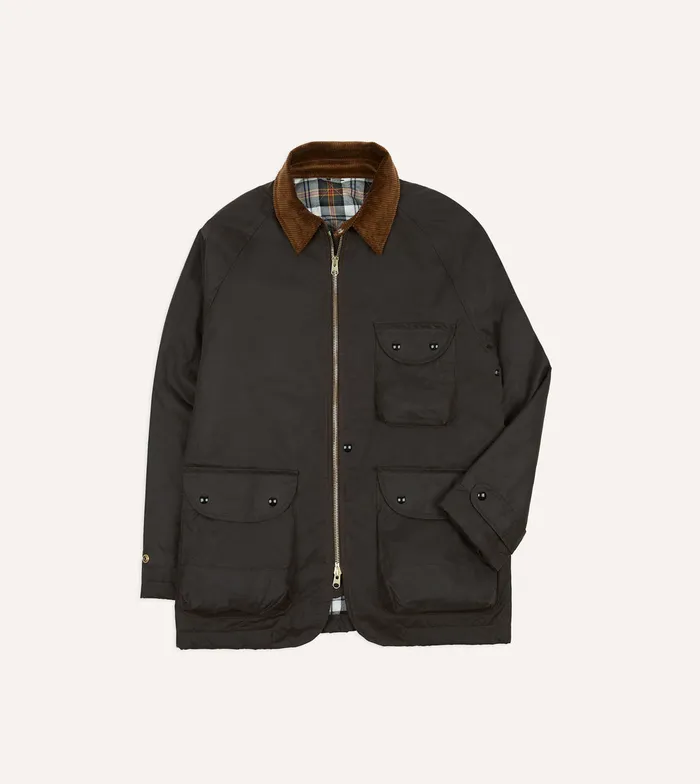 Drake039s Brown Waxed Coverall Jacket Men Coats and Jackets