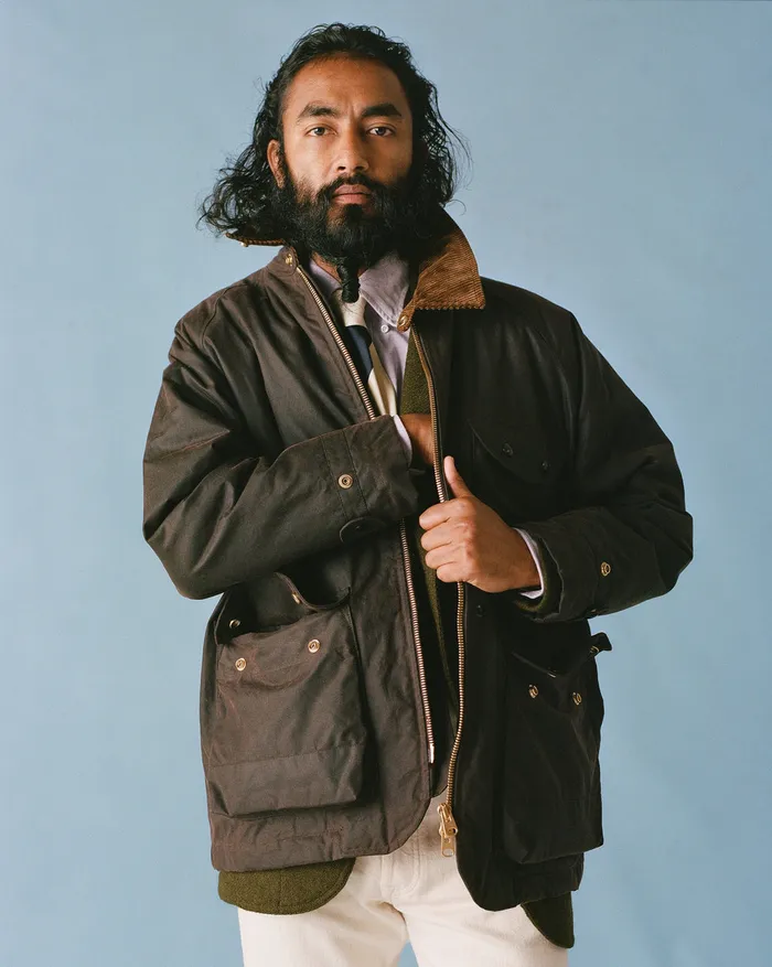 Drake039s Brown Waxed Coverall Jacket Men Coats and Jackets