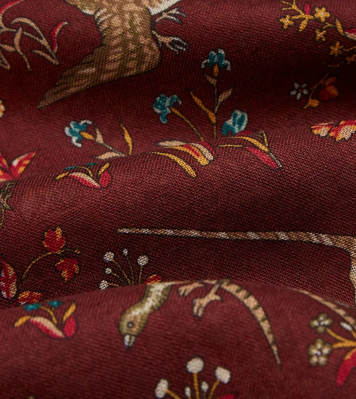 Drake039s Burgundy Unicorn Print WoolSilk Scarf Men Scarves