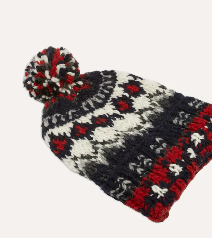 Drake039s Chamula For Navy Fairisle Merino Knit Cap Men Hats