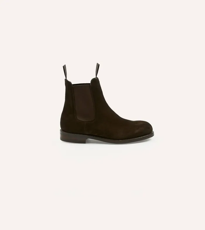 Drake039s Dark Brown Suede Hancock Goodyear Welted Chelsea Boot Men Chelsea Boots