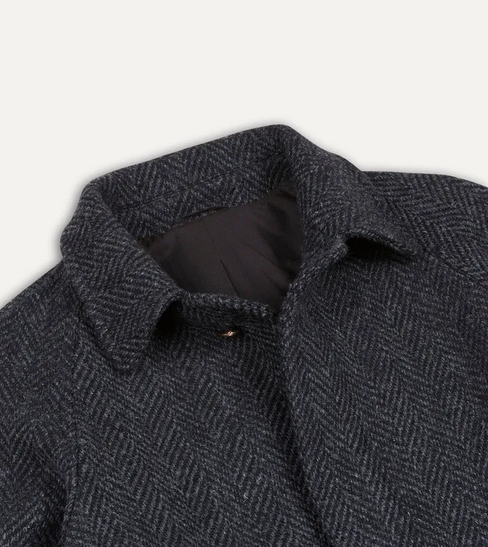 Drake039s Dark Grey Herringbone Wool Raglan Coat Men Coats and Jackets