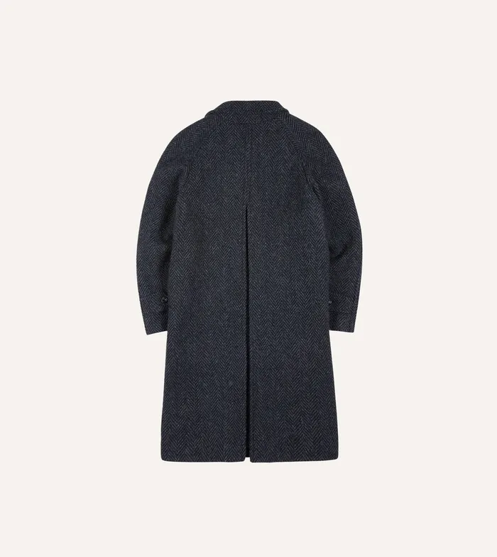 Drake039s Dark Grey Herringbone Wool Raglan Coat Men Coats and Jackets