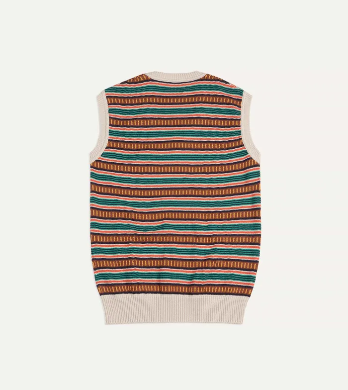 Drake039s Ecru And Multi Coloured Cotton Cashmere Western Knit Vest Men Knitwear