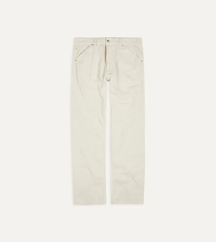 Drake039s Ecru Japanese Selvedge Needlecord FivePocket Trousers Men Trousers