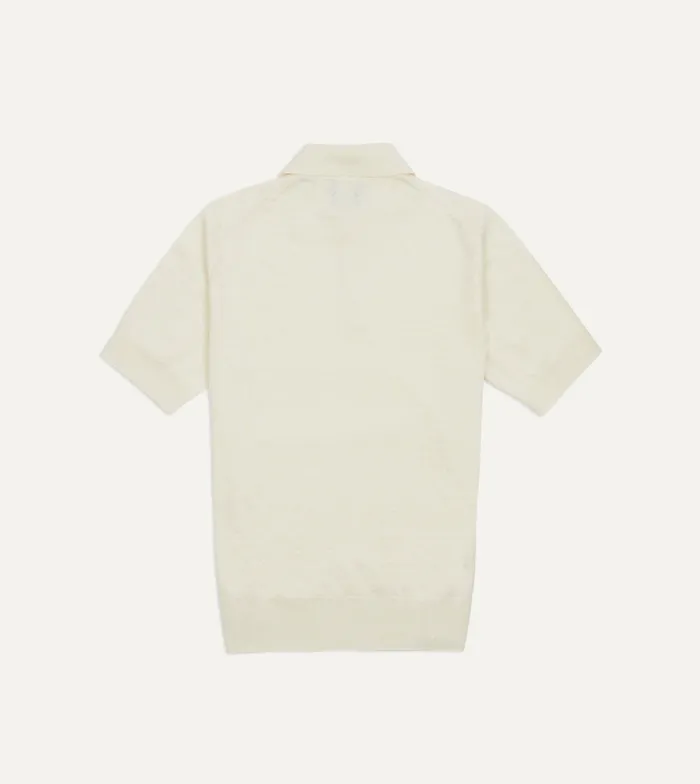 Drake039s Ecru Knitted LinenCotton ShortSleeve Polo Shirt Men Knitwear