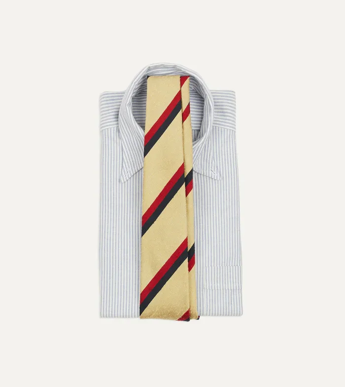 Drake039s Gold Red And Navy Stripe Shantung Silk Tie Men Striped Ties