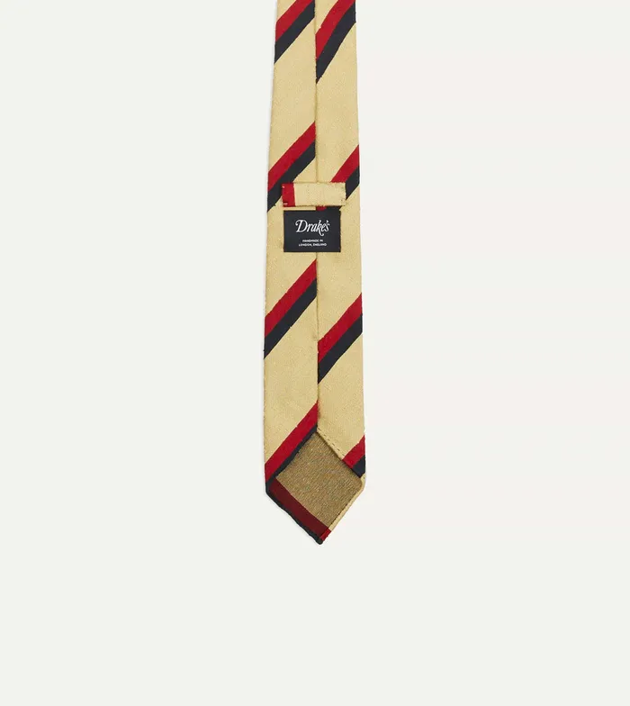 Drake039s Gold Red And Navy Stripe Shantung Silk Tie Men Striped Ties