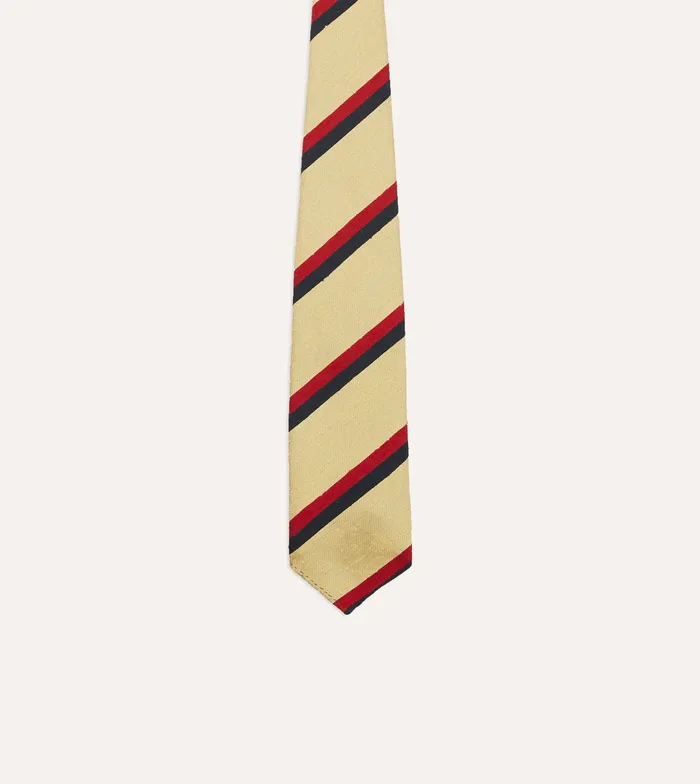 Drake039s Gold Red And Navy Stripe Shantung Silk Tie Men Striped Ties