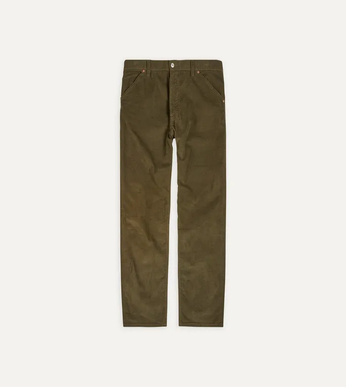 Drake039s Green Japanese Selvedge Needlecord FivePocket Trousers Men Trousers