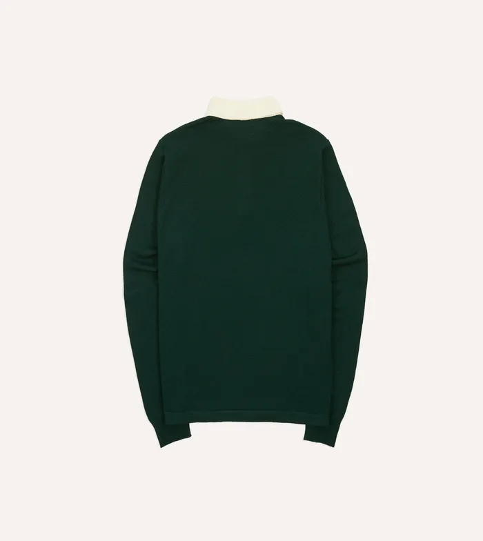 Drake039s Green Merino Wool Knitted Rugby Shirt Men Knitwear