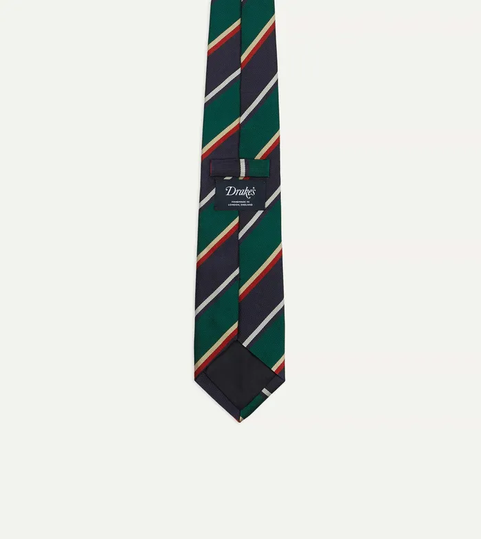 Drake039s Green Navy And Red Multi Stripe Silk Tipped Tie Men Striped Ties