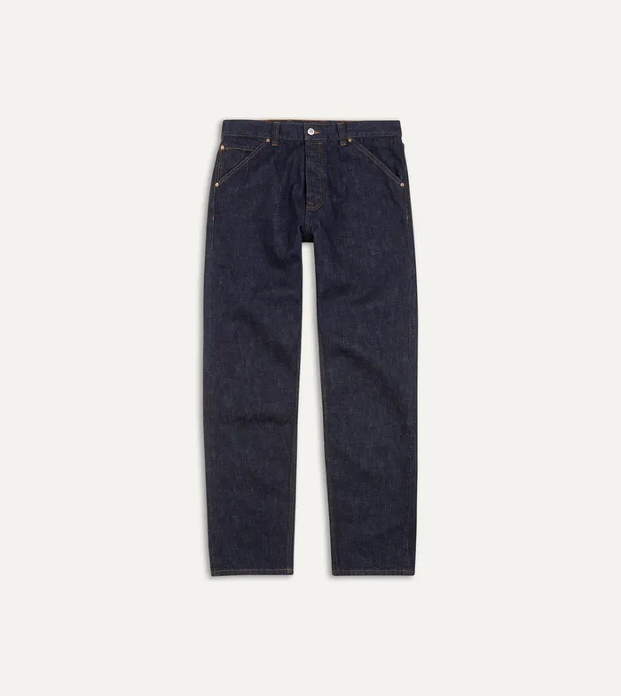 Drake039s Indigo Rinse 142oz Japanese Selvedge Denim FivePocket Jeans Men Trousers