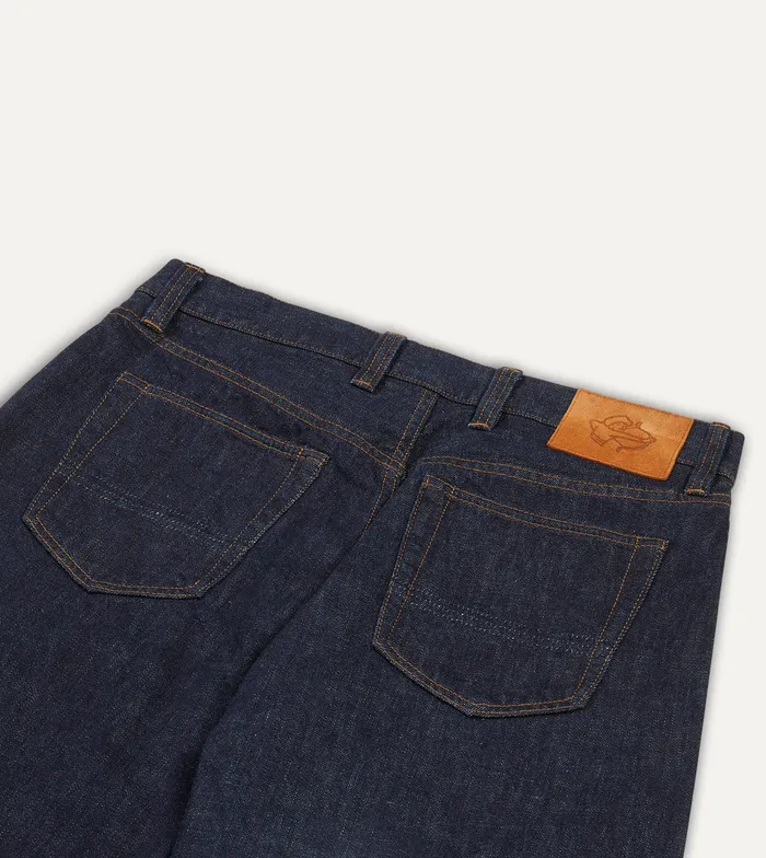 Drake039s Indigo Rinse 142oz Japanese Selvedge Denim FivePocket Jeans Men Trousers