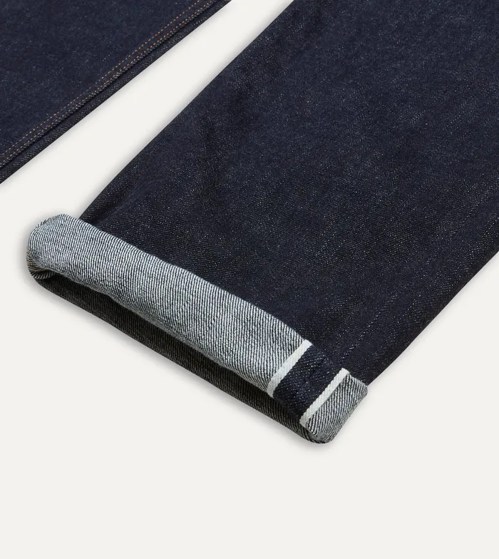 Drake039s Indigo Rinse 142oz Japanese Selvedge Denim FivePocket Jeans Men Trousers