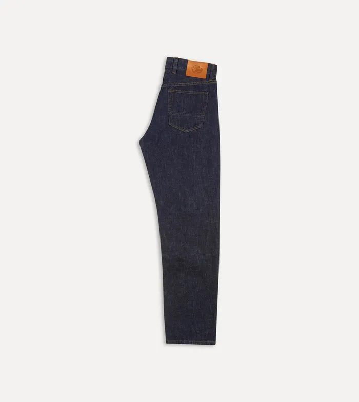 Drake039s Indigo Rinse 142oz Japanese Selvedge Denim FivePocket Jeans Men Trousers
