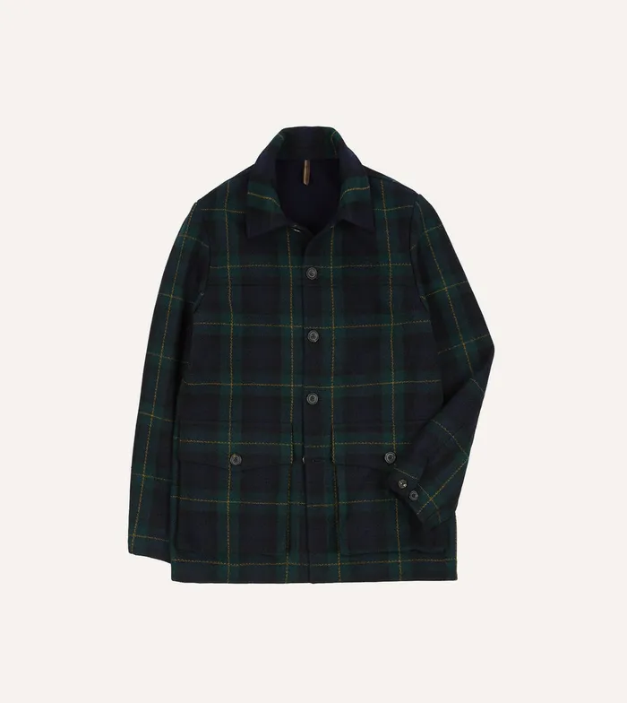 Drake039s Johnston Check Melton Wool Donkey Chore Jacket Men Chore Jackets