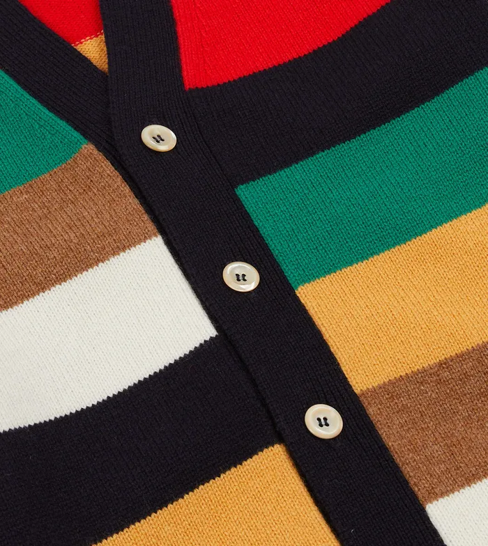 Drake039s Multi Stripe Lambswool 6 Button Cardigan Men Knitwear