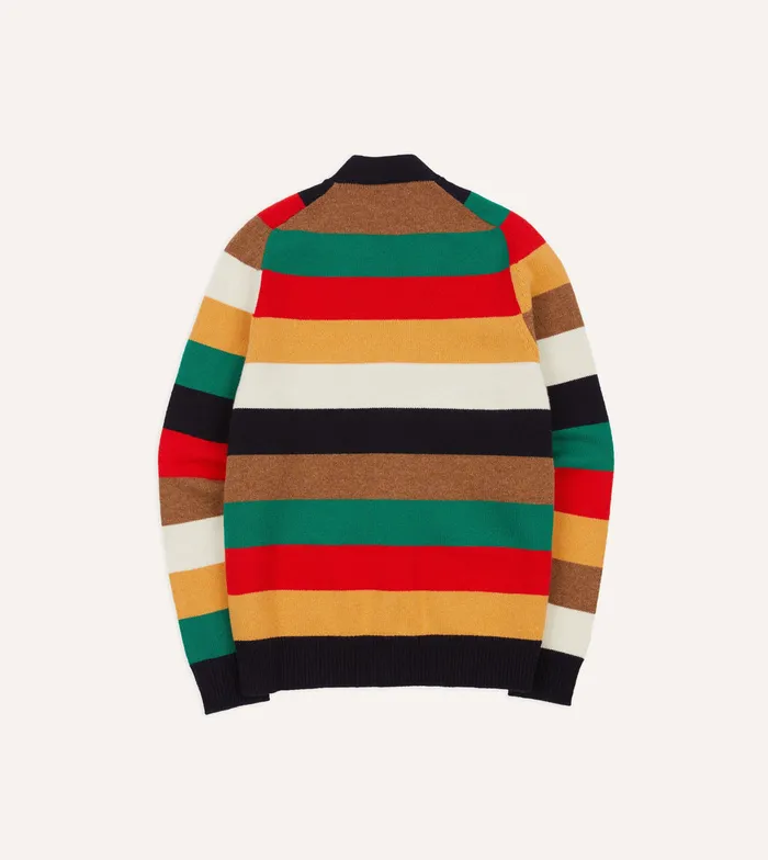 Drake039s Multi Stripe Lambswool 6 Button Cardigan Men Knitwear