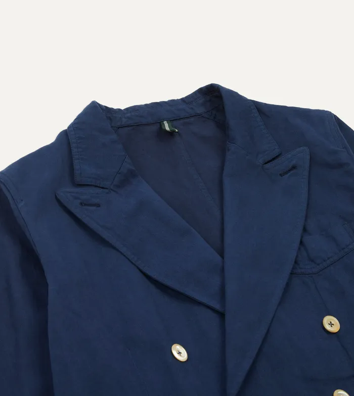 Drake039s Navy Cotton Linen Herringbone Games Blazer Mk Iii Men Suits