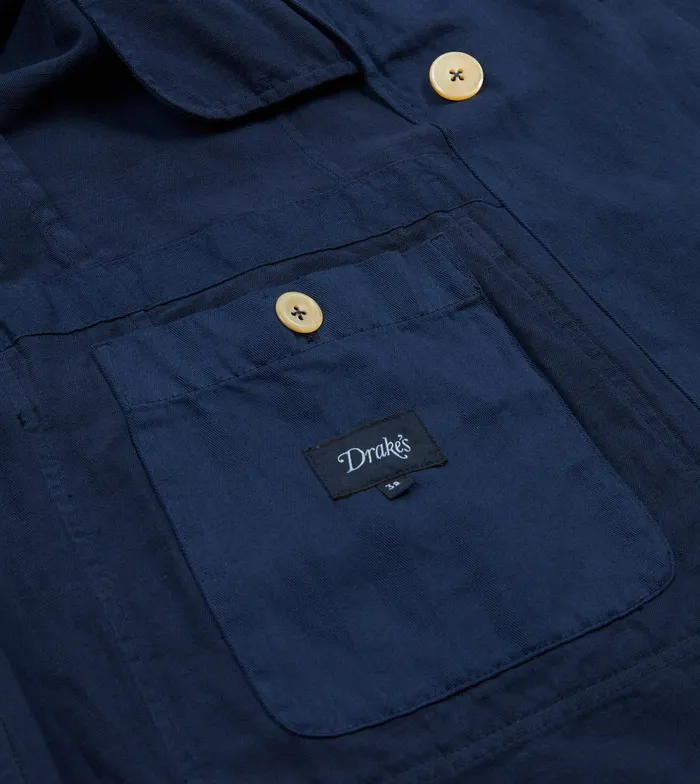 Drake039s Navy Cotton Linen Herringbone Games Blazer Mk Iii Men Suits