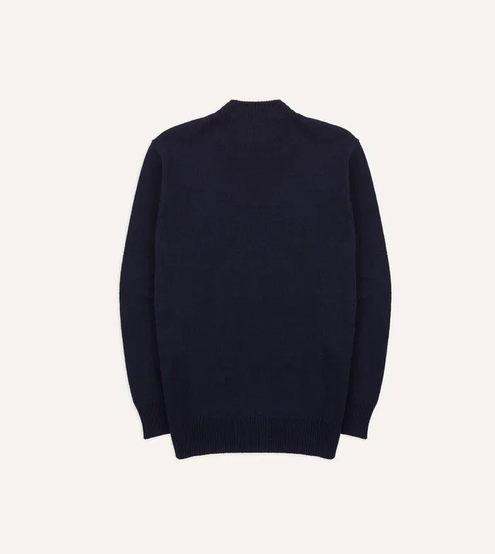Drake039s Navy Cotton Mock Neck Jumper Men Knitwear