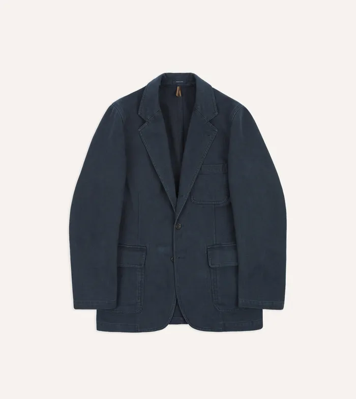 Drake039s Navy Heavy Cotton Twill Games Blazer Mk I Men Blazers