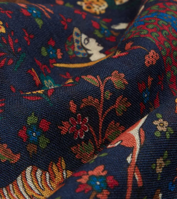 Drake039s Navy Mughal Hunter Print WoolSilk Scarf Men Scarves