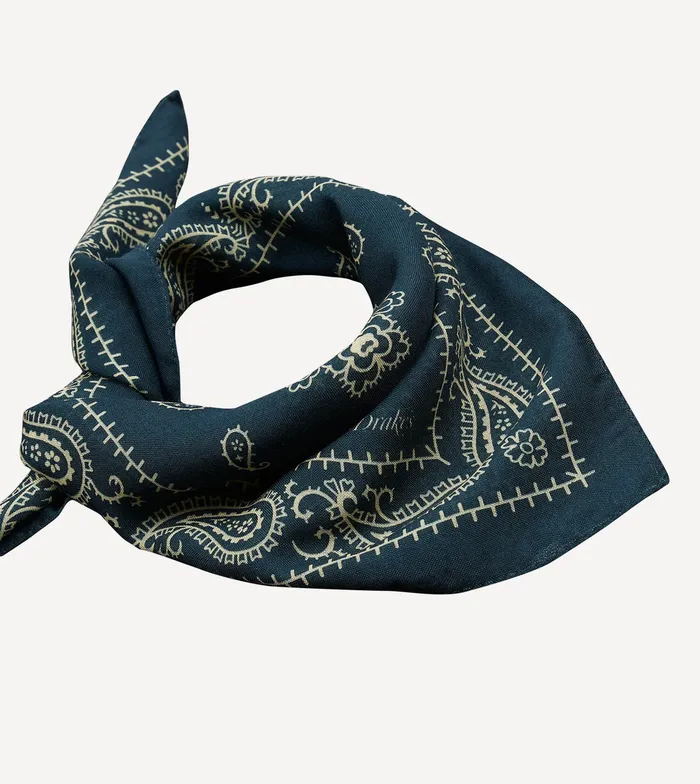 Drake039s Navy Paisley Print WoolSilk Bandana Men Bandanas