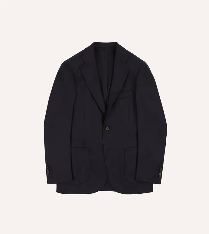 Drake039s Navy Wool Flannel Tailored Jacket Men Suits