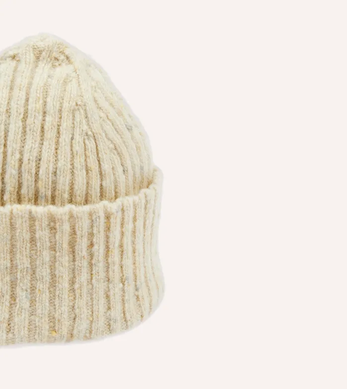 Drake039s Oatmeal Ribbed Merino Donegal Knit Cap Men Hats