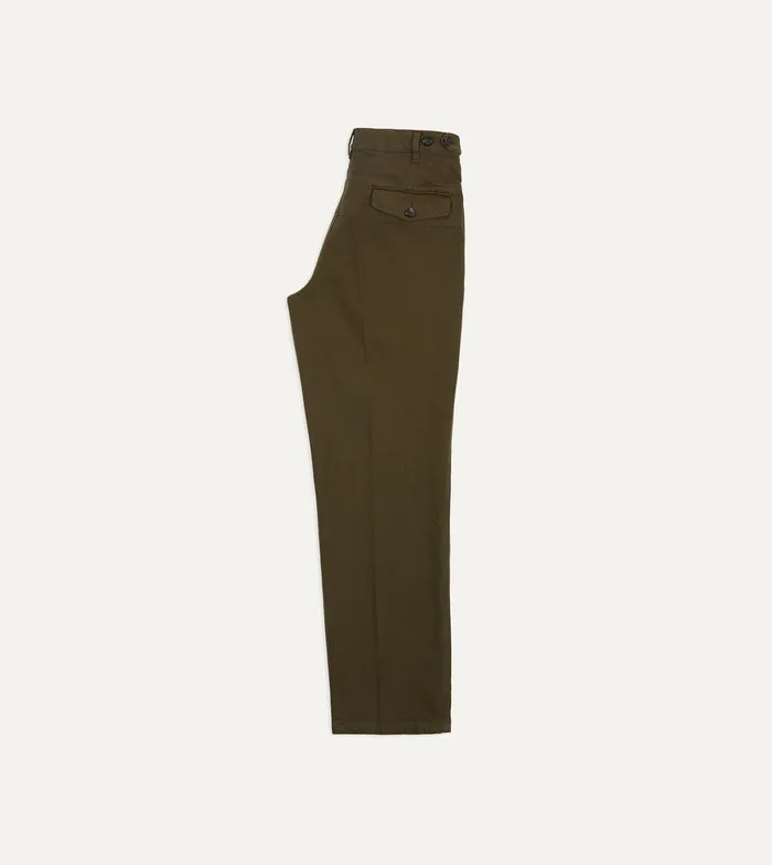 Drake039s Olive Heavy Cotton Twill Games Trousers Men Trousers