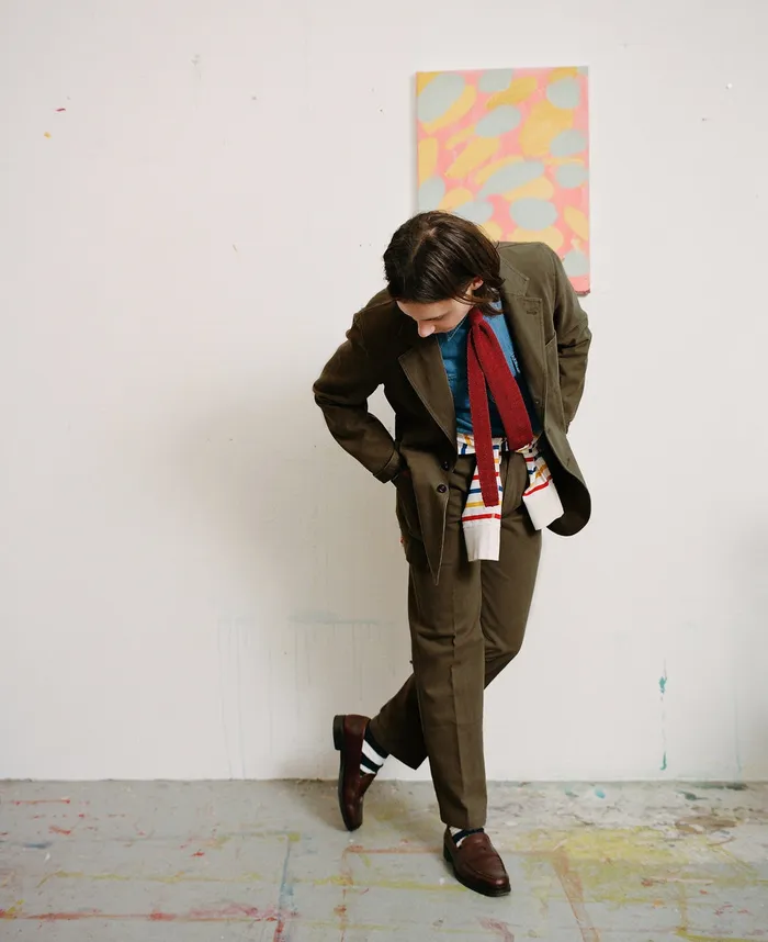 Drake039s Olive Heavy Cotton Twill Games Trousers Men Trousers
