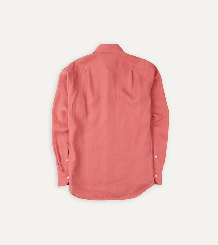 Drake039s Pink Linen Spread Collar Shirt Men Linen Shirts