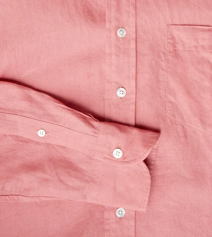 Drake039s Pink Linen Spread Collar Shirt Men Linen Shirts