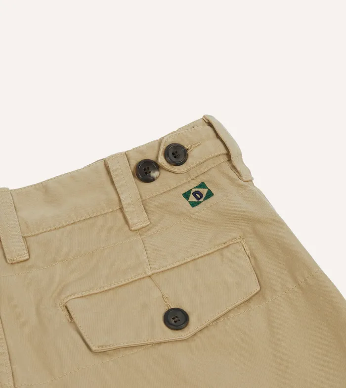 Drake039s Sand Textured Cotton Flat Front Chino Men Trousers