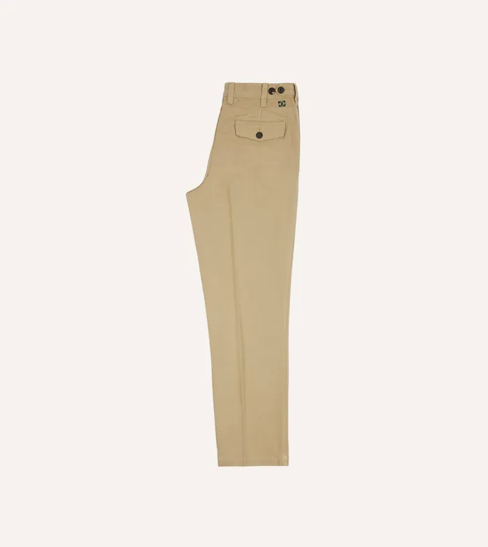 Drake039s Sand Textured Cotton Flat Front Chino Men Trousers