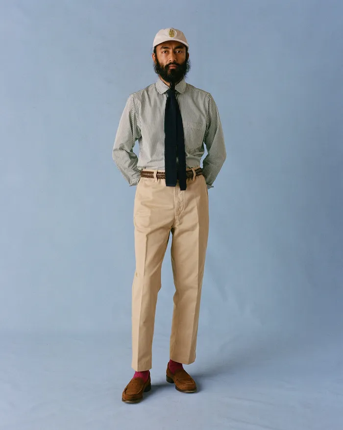 Drake039s Sand Textured Cotton Flat Front Chino Men Trousers