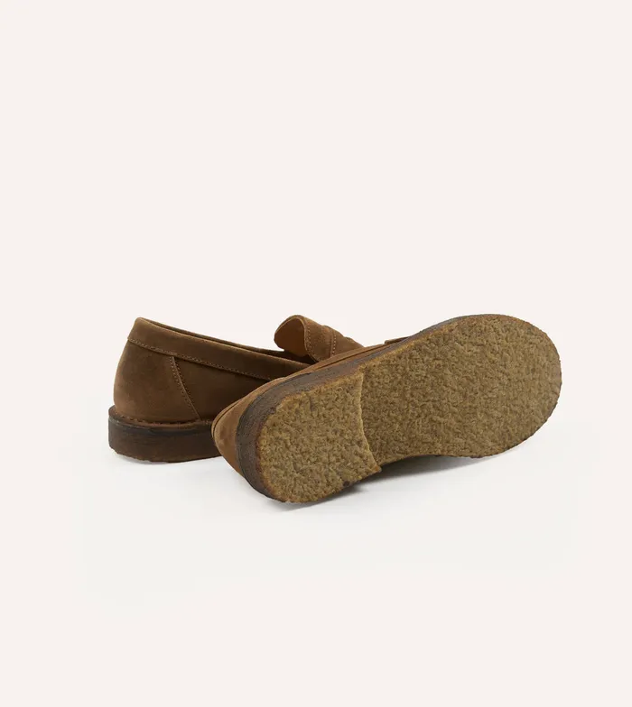 Drake039s Tobacco Suede Canal Penny Loafer With Crepe Sole Men Loafers