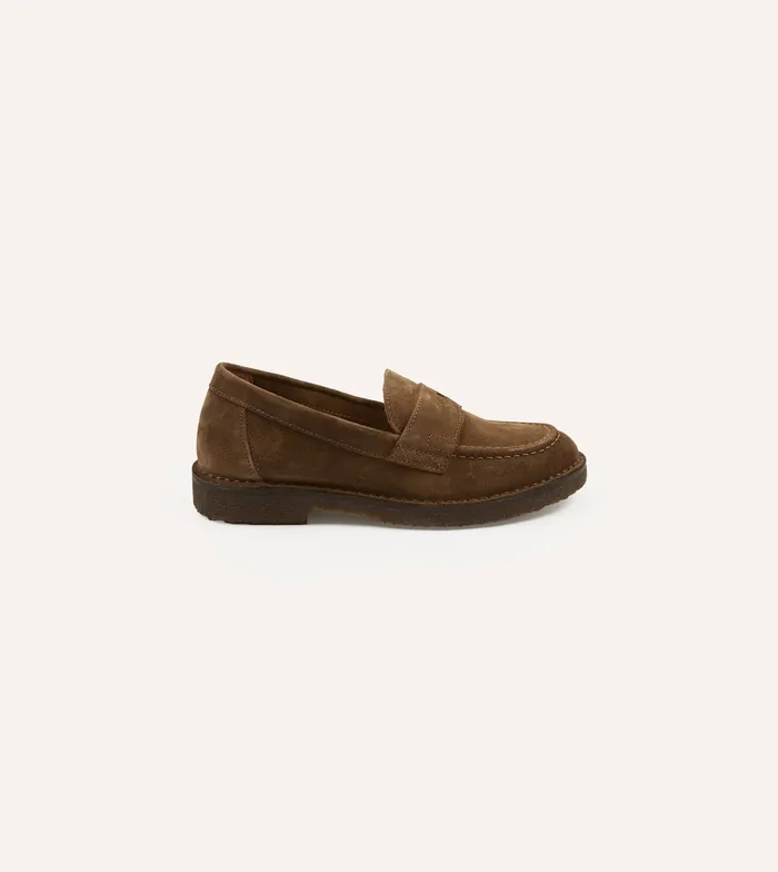 Drake039s Tobacco Suede Canal Penny Loafer With Crepe Sole Men Loafers