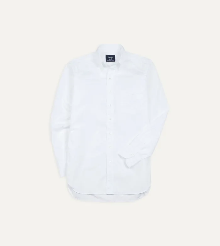 Drake039s White Cotton Pocket Poplin ButtonDown Shirt Men Formal Shirts