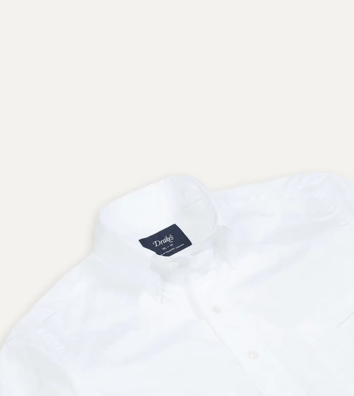 Drake039s White Cotton Pocket Poplin ButtonDown Shirt Men Formal Shirts