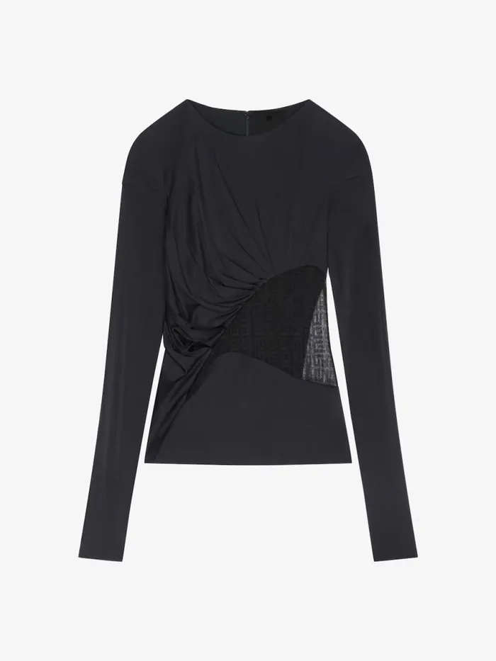 Draped Top In Jersey And 4g Lace Black Women Givenchy Tops and Shirts