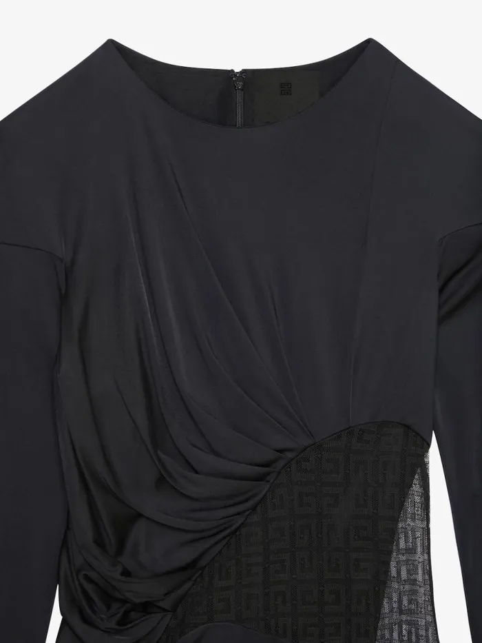 Draped Top In Jersey And 4g Lace Black Women Givenchy Tops and Shirts