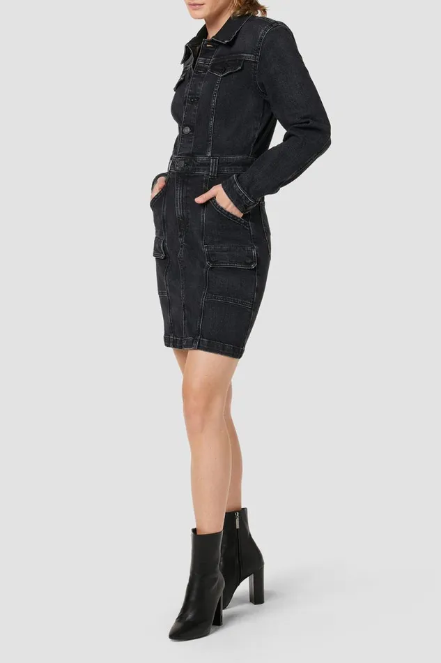 Dresses and Jumpsuits Women Hudson Jeans Long Sleeve Reconstructed Dress Black Ink Dresses and Jumpsuits Women Hudson Jeans Long Sleeve Reconstructed Dress Black Ink