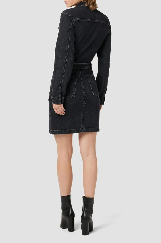 Dresses and Jumpsuits Women Hudson Jeans Long Sleeve Reconstructed Dress Black Ink Dresses and Jumpsuits Women Hudson Jeans Long Sleeve Reconstructed Dress Black Ink