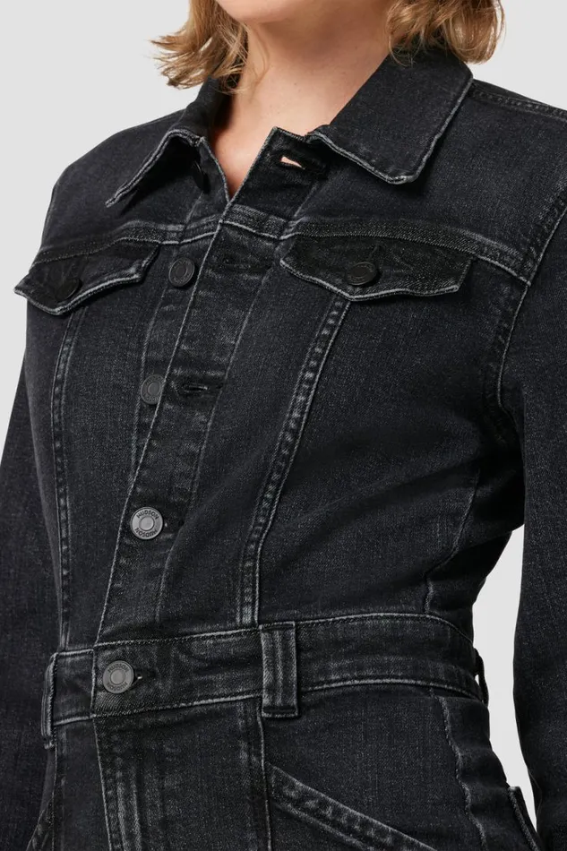 Dresses and Jumpsuits Women Hudson Jeans Long Sleeve Reconstructed Dress Black Ink Dresses and Jumpsuits Women Hudson Jeans Long Sleeve Reconstructed Dress Black Ink